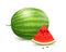 Watermelon full balls and watermelon red fresh cut in half design on white background