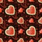 Watermelon, hearts and Paisley in seamless pattern