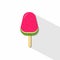 Watermelon ice cream papercut vector illustration, fruits snack flat design