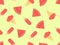 Watermelon ice cream seamless pattern. Triangular slices of watermelon and Ice lolly. For brochures, promotional material and