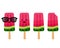Watermelon ice cream vector icon set in kawaii style with phrase. Frozen popsicle illustration