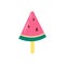 watermelon ice creams tasty, Sweet summer delicacy sundaes ice-cream cones and popsicle icon isolated Vector illustration for web