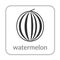 Watermelon icon. Outline flat sign, isolated white background. Symbol of health nutrition, eco food berry. Contour