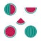 Watermelon icon, summer fruit in flat style
