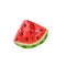 Watermelon on an isolated white background. A slice of a large berry. Juicy, red berry with black seeds. Summer time raster