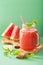 Watermelon lime smoothie in mason jars