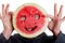 Watermelon mask and human eyes for helloween