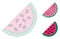 Watermelon Piece Vector Mesh 2D Model and Triangle Mosaic Icon