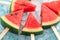 Watermelon popsicle yummy fresh summer fruit sweet dessert wood teak