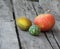 Watermelon, pumpkin and melon on a wooden table