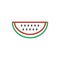Watermelon red icon vector. Outline color fresh food, line water