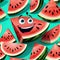 Watermelon slice cold summer fruit delicious happy smile
