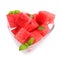 Watermelon slice with mint leaf isolated