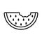 Watermelon slice with stones, flat outline vector icon isolated