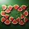 Watermelon slices creatively arranged, forming a vibrant green frame