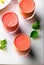 Watermelon smoothie for healthy food with herbs sprinkled on the table