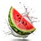 Watermelon splash water isolated on a white background