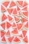 Watermelon triangular slices on white