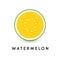 Watermelon vector icon. Summer healthy food illustration on white background. Watermelon slice, isolated yellow juicy