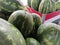 Watermelons in crates colored with colors of Italy. Summer fruit