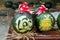 Watermelons with festive engraving on Eve of Vietnamese New Year. The inscription is translated - Clarify. Hue, Vietnam