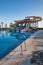 Waterpark in luxury tropical resort, water slide