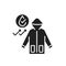 Waterproof cloth black glyph icon. Water repellent outerwear concept. Impermeable textile, fabric sign. Pictogram for web page,