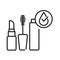 Waterproof cosmetic black line icon. Water repellent mascara and lipstick concept. Make up protection sign. Pictogram for web page