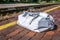 Waterproof duffel at train station platform