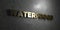 Waterproof - Gold text on black background - 3D rendered royalty free stock picture