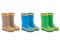 Waterproof rain rubber boots set. Realistic