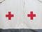 Waterproof Sanitary Hospital Tent With Red Cross. Inflatable tent bottom for emergency situations. White PVC canvas with red cross