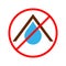 Waterproof symbol with house roof and water drop. Leaking roof.