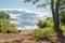 Waters landscape with blue sky and clouds