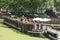 Waterside Cafe on a narrowboat moored  in Little Venice, London