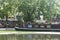 Waterside Cafe on a narrowboat moored  in Little Venice, London