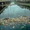 Waterside disaster Plastic waste pollution evident in the reservoir