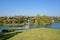 Waterside modern houses in sunny winter afternoon