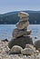 Waterside scenery with pebble pile