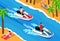 Watersport Isometric Horizontal Illustration