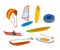 Watersport items, surfboards, tubes, windsurfing water ski wakeboard kite, paddleboard graphics