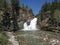 Waterton Lakes National Park, Beautiful Cameron Falls in Morning Light, Rocky Mountains, Alberta, Canada