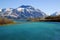 Waterton Lakes National Park, Canadian Rockies, Turquois Waterton River and Snowy Mountains, Alberta, Canada