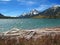 Waterton Lakes National Park, Canadian Rocky Mountains, Prince of Wales Hotel from Driftwood Bay, Alberta, Canada