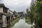 Watertown. Channel with buildings on water. Zhouzhuang