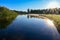 Watertrap on golfcourse early morning in Sweden