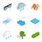 Waterway icons set, isometric style