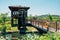 Waterwheel and pavilion at Wangsong Lake park in Uiwang, Korea