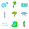 Waterworks icons set, cartoon style