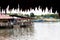 Watery parking lot boat and restaurant floating Yarinacocha lake, Pucallpa